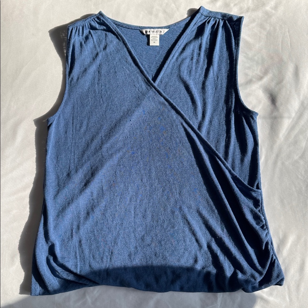 Athleta Breezy Wrap Blue Knit Top